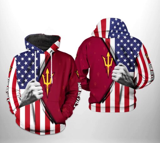 Arizona State Sun Devils Ncaa Us Flag 3D All Over Print Hoodie, Zip-Up Hoodie