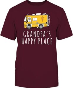 Arizona State Sun Devils T-Shirt - Camping Grandpa's Happy Place Tea, Arizona State Sun Devils NCAA Sweatshirts, Hoodie, Shirt Gifts for Fans