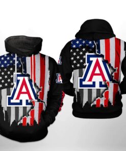 Arizona Wildcats Ncaa Us Flag 3D All Over Print Hoodie, Zip-Up Hoodie