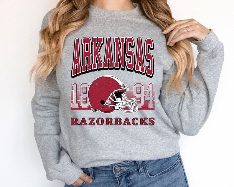 Arkansas Crewneck Sweatshirt, Vintage Arkansas Football Sweatshirt, University Football Fan Shirt