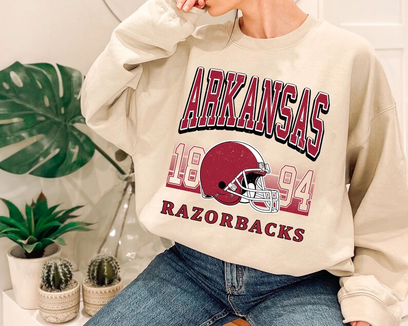 Arkansas Crewneck Sweatshirt, Vintage Arkansas Football Sweatshirt, University Football Fan Shirt