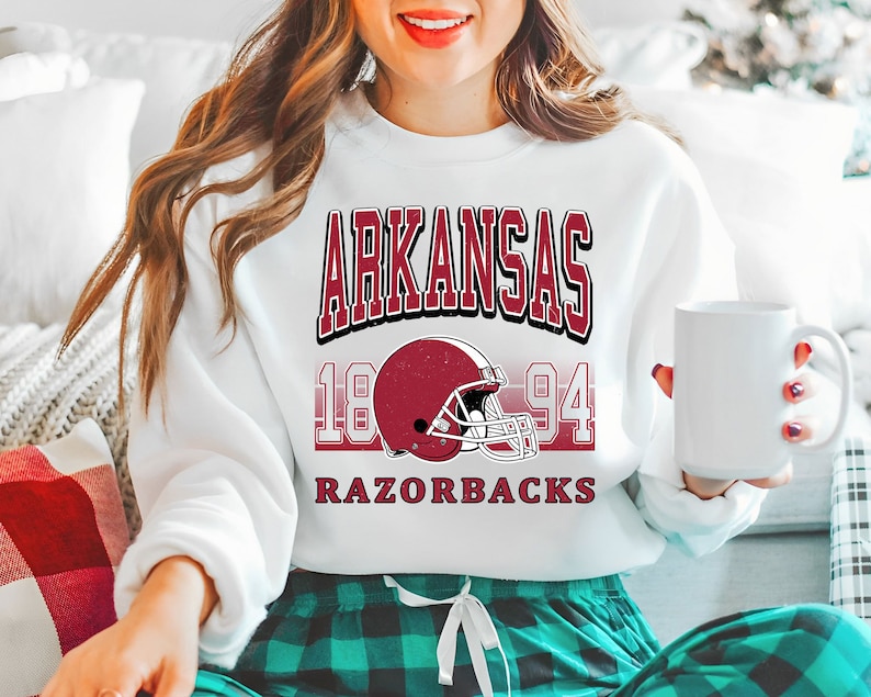Arkansas Crewneck Sweatshirt, Vintage Arkansas Football Sweatshirt, University Football Fan Shirt