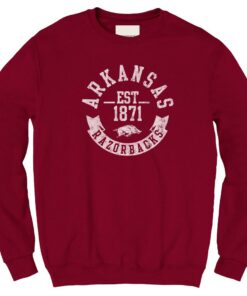 Arkansas Razorbacks Hoodie, Sweatshirt, Shirt Full Size Gifts For NCAA Fans, Arkansas Razorbacks Banner Year Fleece Crew Cardinal