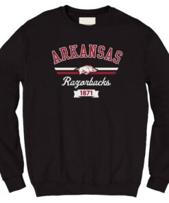 Arkansas Razorbacks Hoodie, Sweatshirt, Shirt Full Size Gifts For NCAA Fans, Arkansas Razorbacks Old School Stripes Fleece Crew