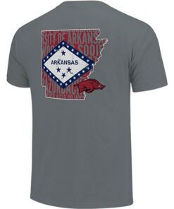 Arkansas Razorbacks Hoodie, Sweatshirt, Shirt Full Size Gifts For NCAA Fans, State Flag Cutout T-Shirt
