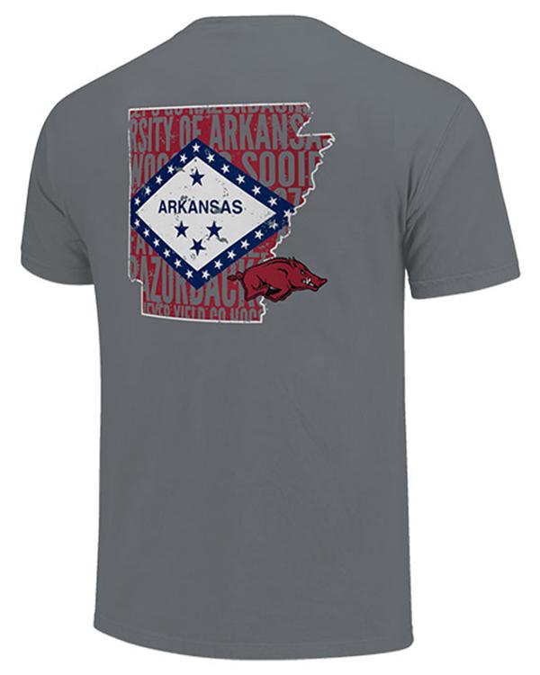 Arkansas Razorbacks Hoodie, Sweatshirt, Shirt Full Size Gifts For NCAA Fans, State Flag Cutout T-Shirt