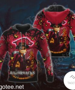 Arkansas Razorbacks Jack Skellington Halloween 3D All Over Print Zip Hoodie Gifts For Ncaa Fans