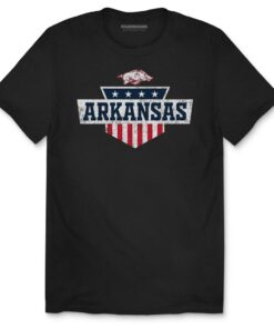 Arkansas Razorbacks Patriotic Shield Unisex Short Sleeve T-Shirt, Hogs Shirt Gifts For Razorbacks Fans, Arkansas Razorbacks Hoodie