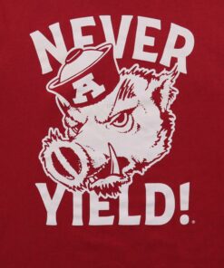 Arkansas Razorbacks Retro Razorback Never Yield Short Sleeve T-Shirt Cardinal, Hogs Shirt Gifts For Razorbacks Fans, Arkansas Razorbacks Hoodie