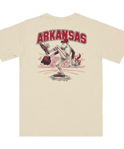 Arkansas Razorbacks Throwback Baseball Pitcher Short Sleeve T-Shirt Beige, Hogs Shirt Gifts For Razorbacks Fans, Arkansas Razorbacks Hoodie