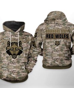 Arkansas State Red Wolfs Ncaa Camo Veteran 3D All Over Print Hoodie, Zip-Up Hoodie