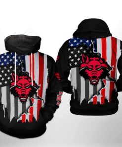 Arkansas State Red Wolfs Ncaa Us Flag 3D All Over Print Hoodie, Zip-Up Hoodie