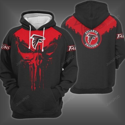 Atlanta Falcons Football Punisher Skull 3D All Over Print Zip Hoodie Gifts For Ncaa Fans