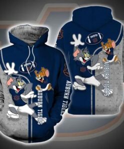Auburn Tigers Tom And Jerry Unisex 3D All Over Print Hoodie, Ncaa Zip Up Hoodie
