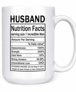 Awesome Husband Nutritional Facts Label Coffee Mug - 15 Oz Funny Lovely Gifts From Wife For Valentine's Day, Birthday, Christmas, Anniversary
