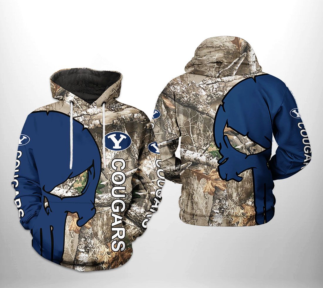 Byu Cougars Ncaa Camo Veteran Hunting 3D All Over Print Hoodie, Zip-Up Hoodie