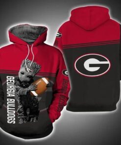 Baby Yoda Hug Ball Georgia Bulldogs 3D All Over Print Zip Hoodie Gifts For Ncaa Fans