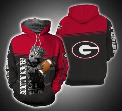 Baby Yoda Hug Ball Georgia Bulldogs 3D All Over Print Zip Hoodie Gifts For Ncaa Fans
