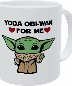 Baby Yoda Obi Wan For Me Heart, Valentines Day For Husband, Boyfriend, Wife, Girlfriend Funny 11 Ounces White Coffee Mug To My Valentine
