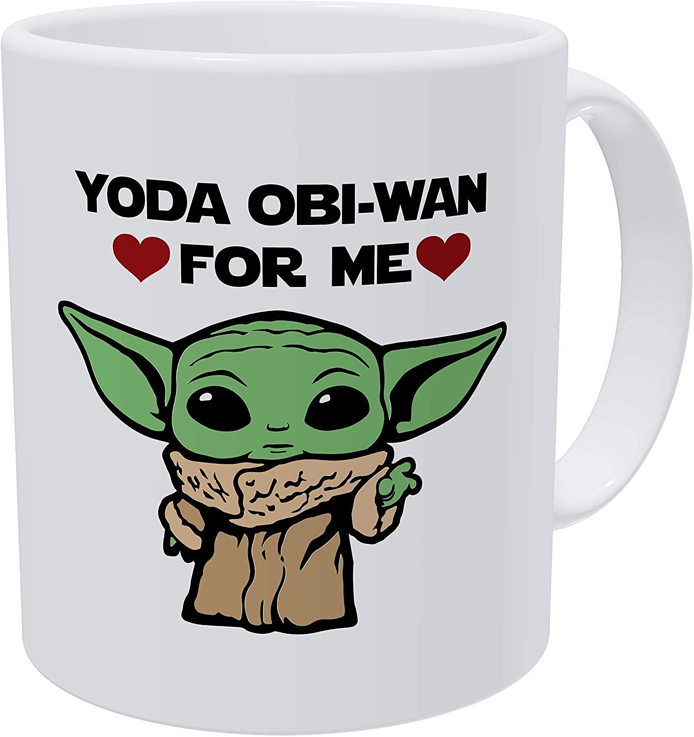 Baby Yoda Obi Wan For Me Heart, Valentines Day For Husband, Boyfriend, Wife, Girlfriend Funny 11 Ounces White Coffee Mug To My Valentine