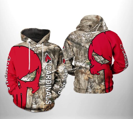 Ball State Cardinals Ncaa Camo Veteran Hunting 3D All Over Print Hoodie, Zip-Up Hoodie
