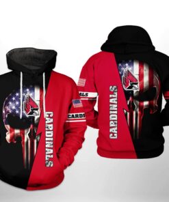 Ball State Cardinals Ncaa Us Flag Skull 3D All Over Print Hoodie, Zip-Up Hoodie
