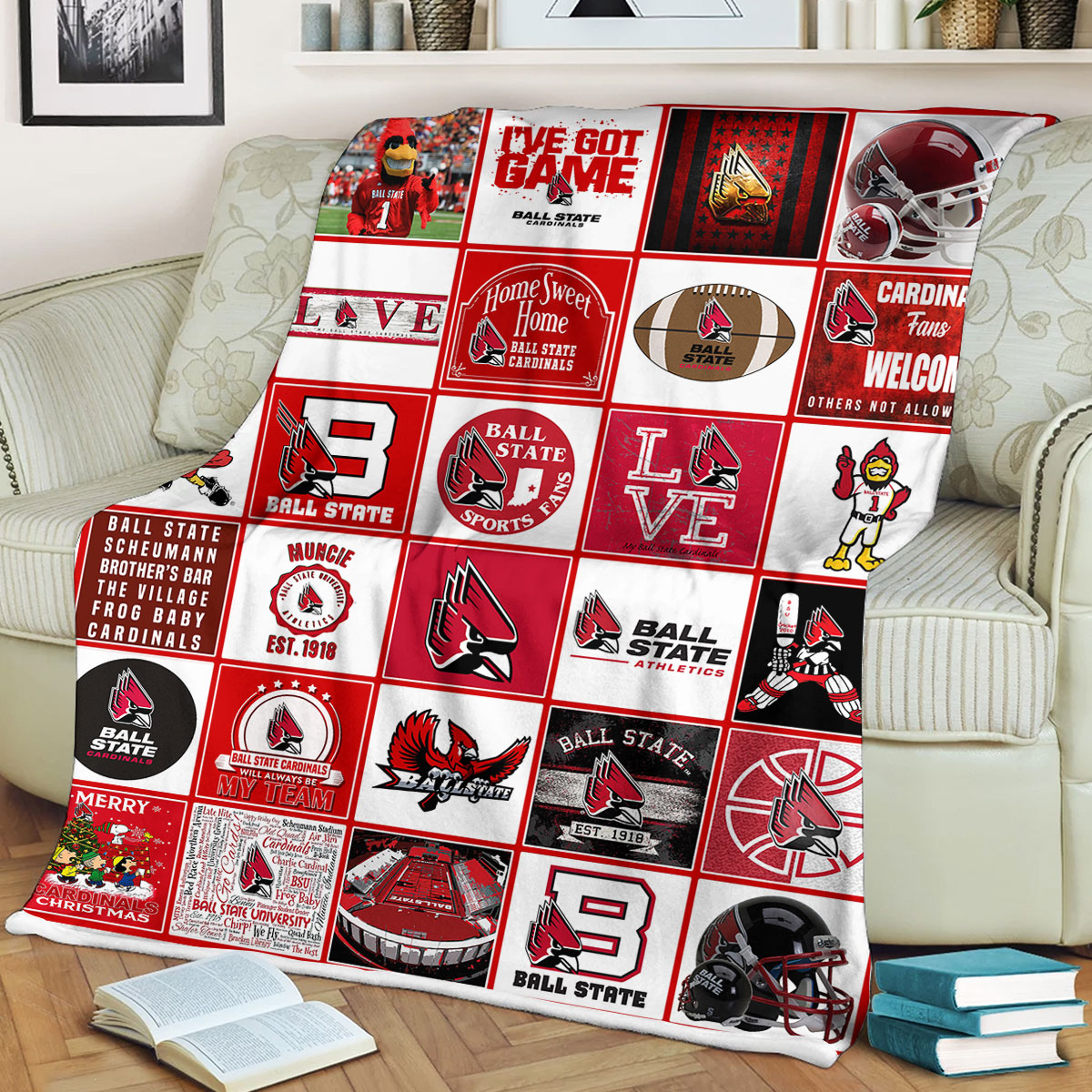 Ball State Cardinals Sherpa Fleece Blanket Gifts for NCAA Fans
