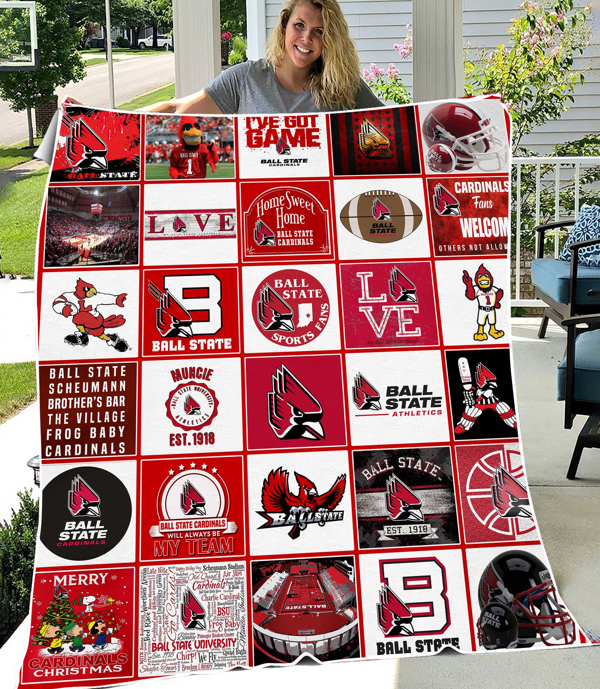 Ball State Cardinals Sherpa Fleece Blanket Gifts for NCAA Fans