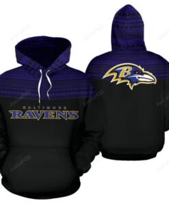 Baltimore Ravens Football Maori Tattoo Black Blue 3D All Over Print Zip Hoodie Gifts For Ncaa Fans