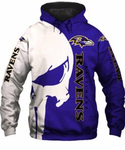 Baltimore Ravens Hoodies Skull Printed Gifts for Fans