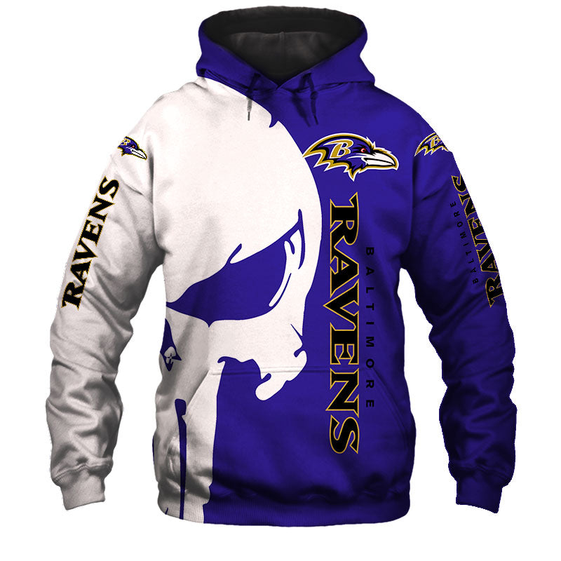 Baltimore Ravens Hoodies Skull Printed Gifts for Fans
