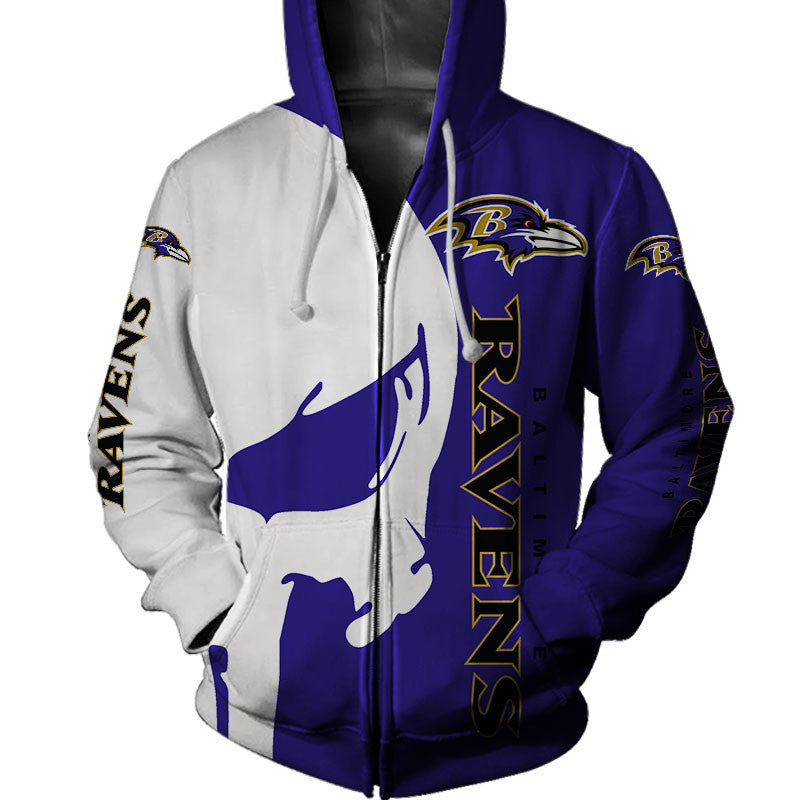 Baltimore Ravens Hoodies Skull Printed Gifts for Fans