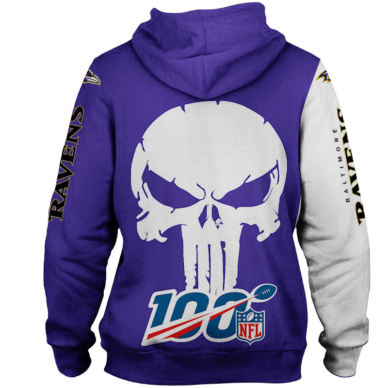 Baltimore Ravens Hoodies Skull Printed Gifts for Fans