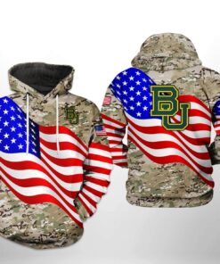 Baylor Bears Ncaa Us Flag Camo Veteran 3D All Over Print Hoodie, Zip-Up Hoodie