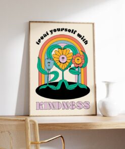 Be Kind Motivational Quote Aesthetic Vintage 70s Poster Wall Art Canvas Prints