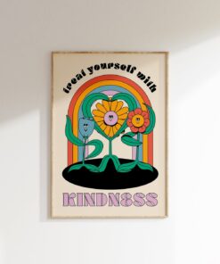Be Kind Motivational Quote Aesthetic Vintage 70s Poster Wall Art Canvas Prints