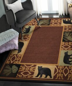 Bear Forest Bedroom Rugs, Rustic Bear Rug, Rustic Rug, Rustic Lodge Area Rugs, Carpet for Living Room A33