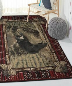 Bear Large Area Rugs, Rustic Lodge Pine Bear Rug, Rustic Rug, Rustic Lodge Area Rugs, Carpet for Living Room A13