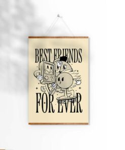 Best Friends For Ever 70s Aesthetic Trendy Wall Art Poster Canvas Prints