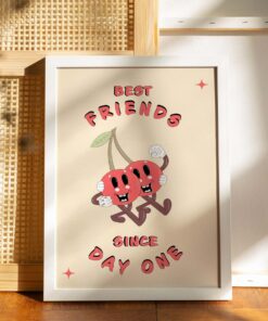 Best Friends Since Day One Motivational Quote Aesthetic Vintage 70s Poster Wall Art Prints