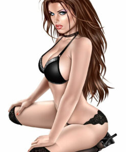 Black Lingerie Brunette Pin Up Sexy Girl Vinyl Decal Sticker
