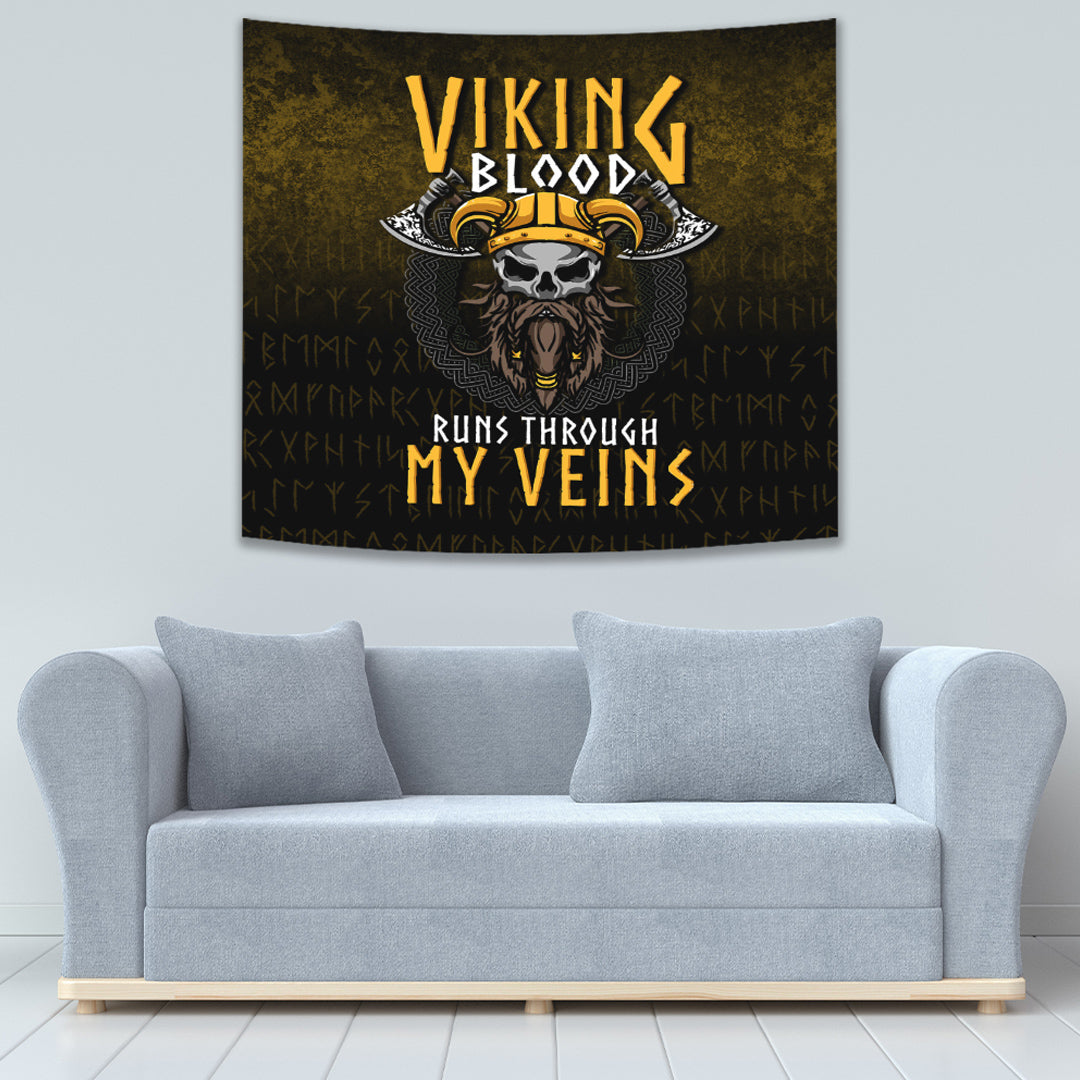 Blood Run Through My Veins Viking Style Tapestry for Wall Décor