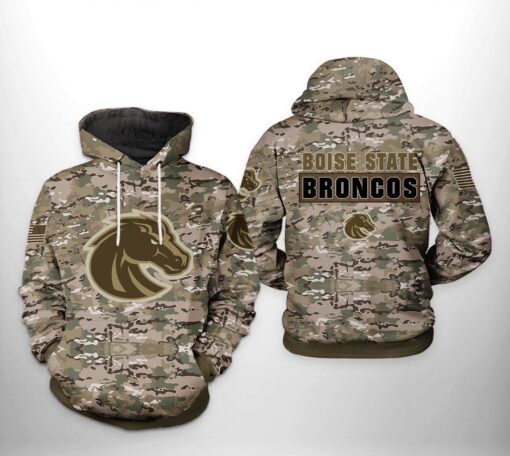Boise State Broncos Ncaa Camo Veteran For Unisex 3D All Over Print Hoodie, Zip-Up Hoodie
