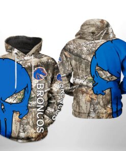 Boise State Broncos Ncaa Camo Veteran Hunting For Unisex 3D All Over Print Hoodie, Zip-Up Hoodie