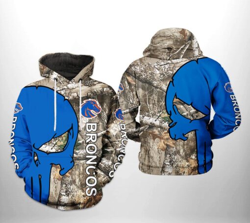 Boise State Broncos Ncaa Camo Veteran Hunting For Unisex 3D All Over Print Hoodie, Zip-Up Hoodie