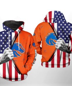 Boise State Broncos Ncaa Us Flag For Unisex 3D All Over Print Hoodie, Zip-Up Hoodie
