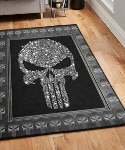 Bone Dining Room Rug, Skull Punisher Skull Rug, Skull Area Rug, Skull Rug for Living Room Bedroom Home Skull A20