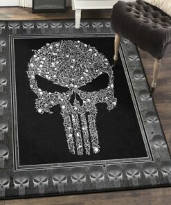Bone Dining Room Rug, Skull Punisher Skull Rug, Skull Area Rug, Skull Rug for Living Room Bedroom Home Skull A20