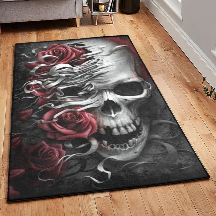 Bone Non Shedding Area Rug, Skull Rug, Skull Area Rug, Skull Rug for Living Room Bedroom Home Skull A72