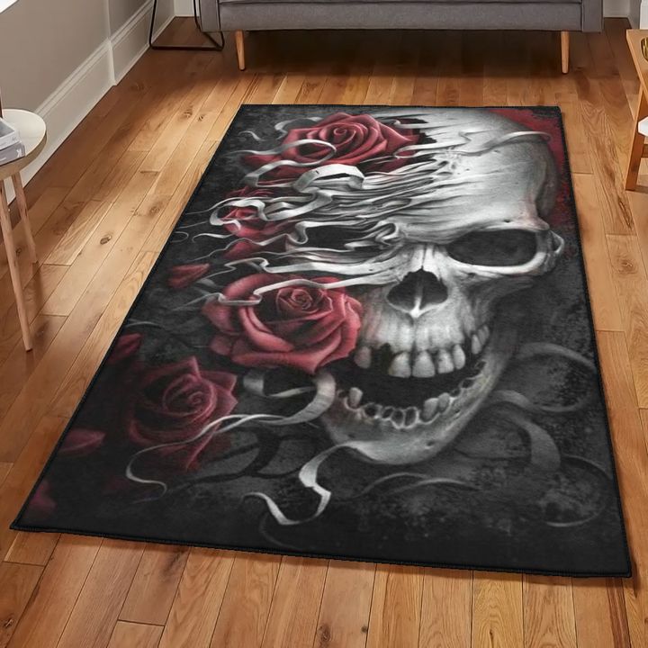 Bone Non Shedding Area Rug, Skull Rug, Skull Area Rug, Skull Rug for Living Room Bedroom Home Skull A72